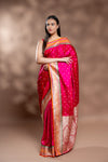 Rani Banarasi Silk Saree With Unstitched Blouse