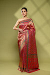 Rani Banarasi Silk Saree With Unstitched Blouse