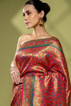 Rani Banarasi Silk Saree With Unstitched Blouse