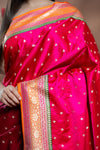 Rani Banarasi Silk Saree With Unstitched Blouse