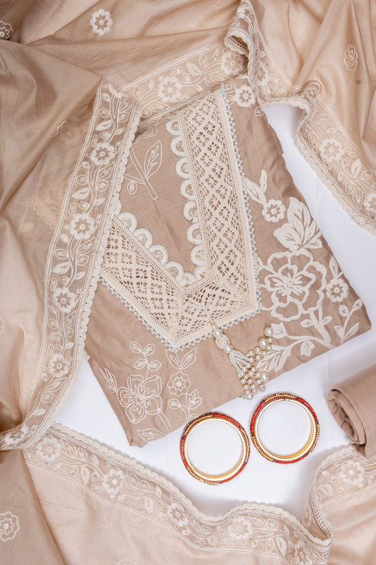 Tussar Cotton Unstitched Salwar Suit With Cotton Dupatta