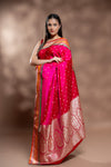 Rani Banarasi Silk Saree With Unstitched Blouse