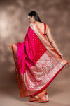 Rani Banarasi Silk Saree With Unstitched Blouse