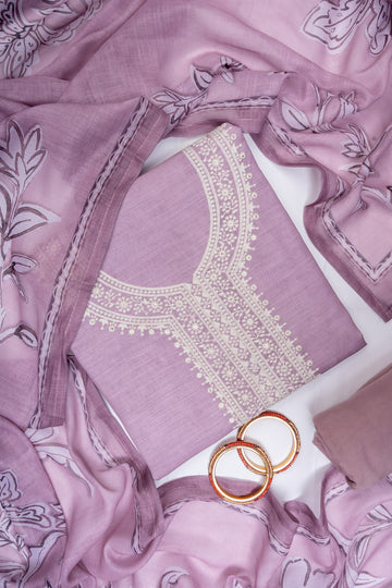 Onion Cotton Unstitched Salwar Suit With Cotton Dupatta