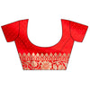 Red Banarasi Silk Saree With Unstitched Blouse