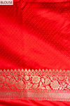 Red Banarasi Silk Saree With Unstitched Blouse