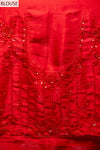 Red Shimmer Embroidered Saree With Unstitched Blouse