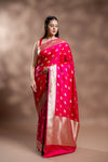 Rani Banarasi Silk Saree With Unstitched Blouse