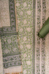 Tussar Pista Cotton Unstitched Salwar Suit With Cotton Dupatta