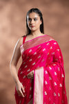 Rani Banarasi Silk Saree With Unstitched Blouse