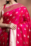 Rani Banarasi Silk Saree With Unstitched Blouse