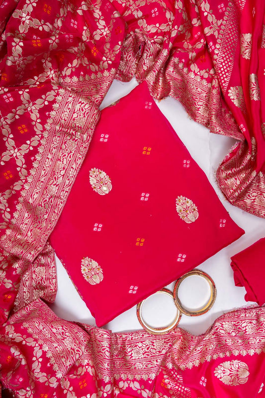 Rani Crepe Unstitched Salwar Suit With Chinon Crepe Dupatta