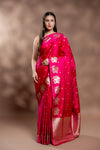 Rani Banarasi Silk Saree With Unstitched Blouse