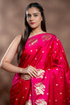 Rani Banarasi Silk Saree With Unstitched Blouse