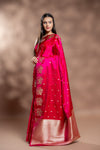 Rani Banarasi Silk Saree With Unstitched Blouse