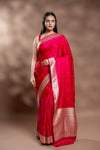 Rani Banarasi Silk Saree With Unstitched Blouse