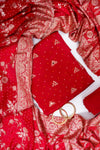Maroon Crepe Unstitched Salwar Suit With Chinon Crepe Dupatta