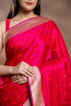 Rani Banarasi Silk Saree With Unstitched Blouse