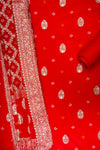 Red Crepe Unstitched Salwar Suit With Chinon Crepe Dupatta