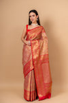 Timeless Beauty Tussar Banarasi Silk Saree And Woven Zari Border With Unstitched Blouse