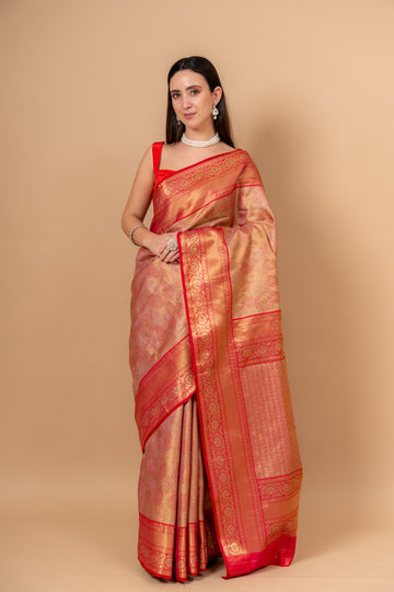 Timeless Beauty Tussar Banarasi Silk Saree And Woven Zari Border With Unstitched Blouse