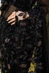 Black Net Embroidered Saree With Readymade Blouse