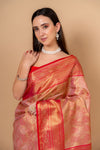 Timeless Beauty Tussar Banarasi Silk Saree And Woven Zari Border With Unstitched Blouse
