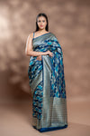 Rama Banarasi Silk Saree With Unstitched Blouse