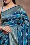 Rama Banarasi Silk Saree With Unstitched Blouse