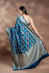 Rama Banarasi Silk Saree With Unstitched Blouse