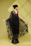 Black Net Embroidered Saree With Readymade Blouse