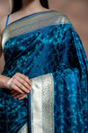 Blue Banarasi Silk Saree With Unstitched Blouse
