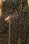 Black Georgette Embroidered Saree With Unstitched Blouse