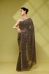 Black Georgette Embroidered Saree With Unstitched Blouse