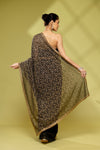 Black Georgette Embroidered Saree With Unstitched Blouse