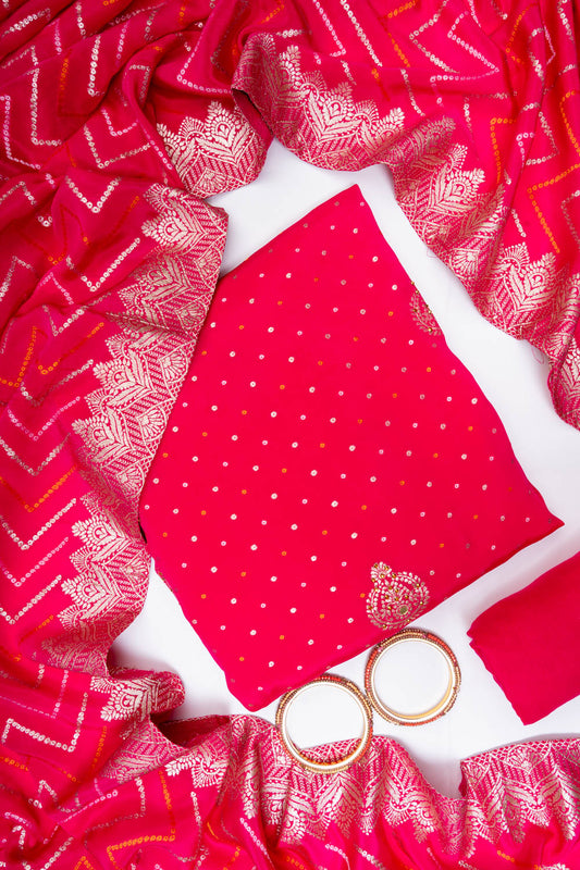 Rani Crepe Unstitched Salwar Suit With Chinon Crepe Dupatta