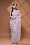 Mauve Georgette Saree With Unstitched Blouse