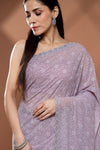 Mauve Georgette Saree With Unstitched Blouse