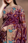 Garnet Khaddi Georgette Saree With Unstitched Blouse