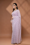 Mauve Georgette Saree With Unstitched Blouse
