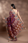 Garnet Khaddi Georgette Saree With Unstitched Blouse