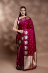 Garnet Banarasi Silk Saree With Unstitched Blouse