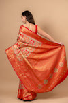 Grace Redefined Red Banarasi Saree With Square-Shaped Jaal And Zari Border With Unstitched Blouse