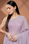 Mauve Georgette Saree With Unstitched Blouse