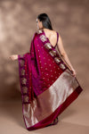 Garnet Banarasi Silk Saree With Unstitched Blouse