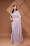 Mauve Georgette Saree With Unstitched Blouse