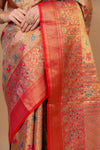 Timeless Beauty Tussar Banarasi Silk Saree And Woven Zari Border With Unstitched Blouse