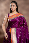 Magenta Banarasi Silk Saree With Unstitched Blouse