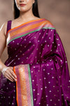 Magenta Banarasi Silk Saree With Unstitched Blouse