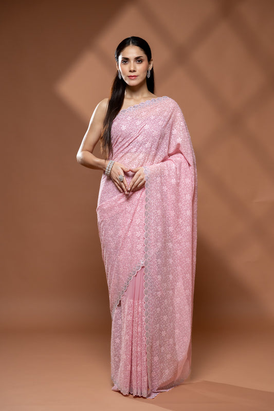 Gajari Georgette Saree With Unstitched Blouse